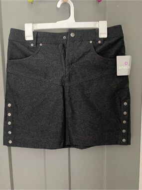 Athleta Dark Gray Stretch Skirt with Snap Details